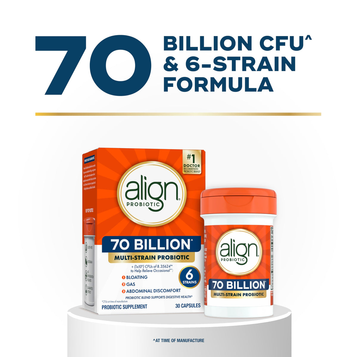 70 Billion CFU 6 Strain Blend Probiotic 30 Capsules R690
