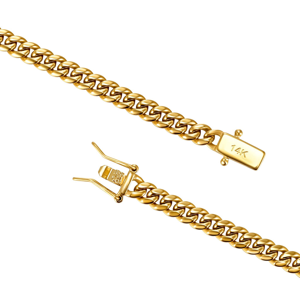 4mm 6mm Gold Plated Stainless Steel Cuban Link Chain Necklace Bracelet O7106