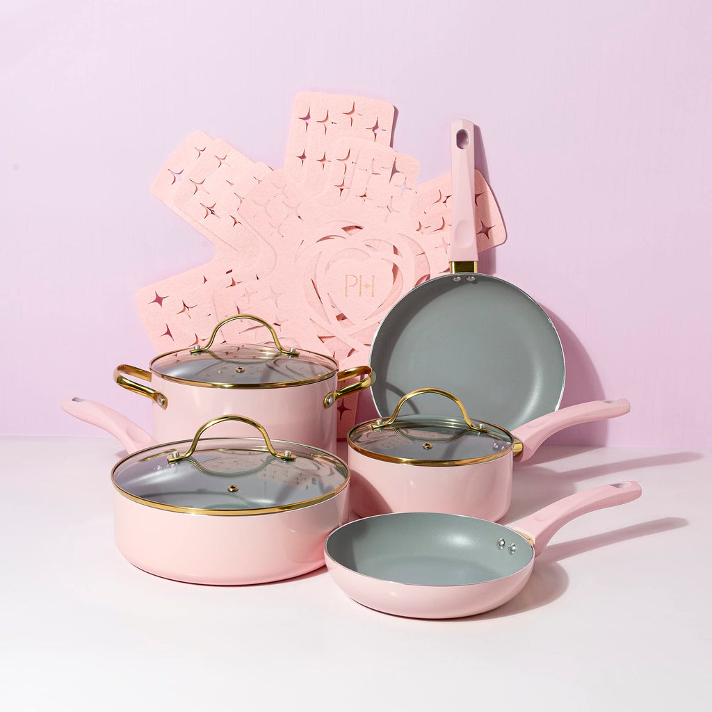 12 Piece Pink Nonstick Cookware Set O871685