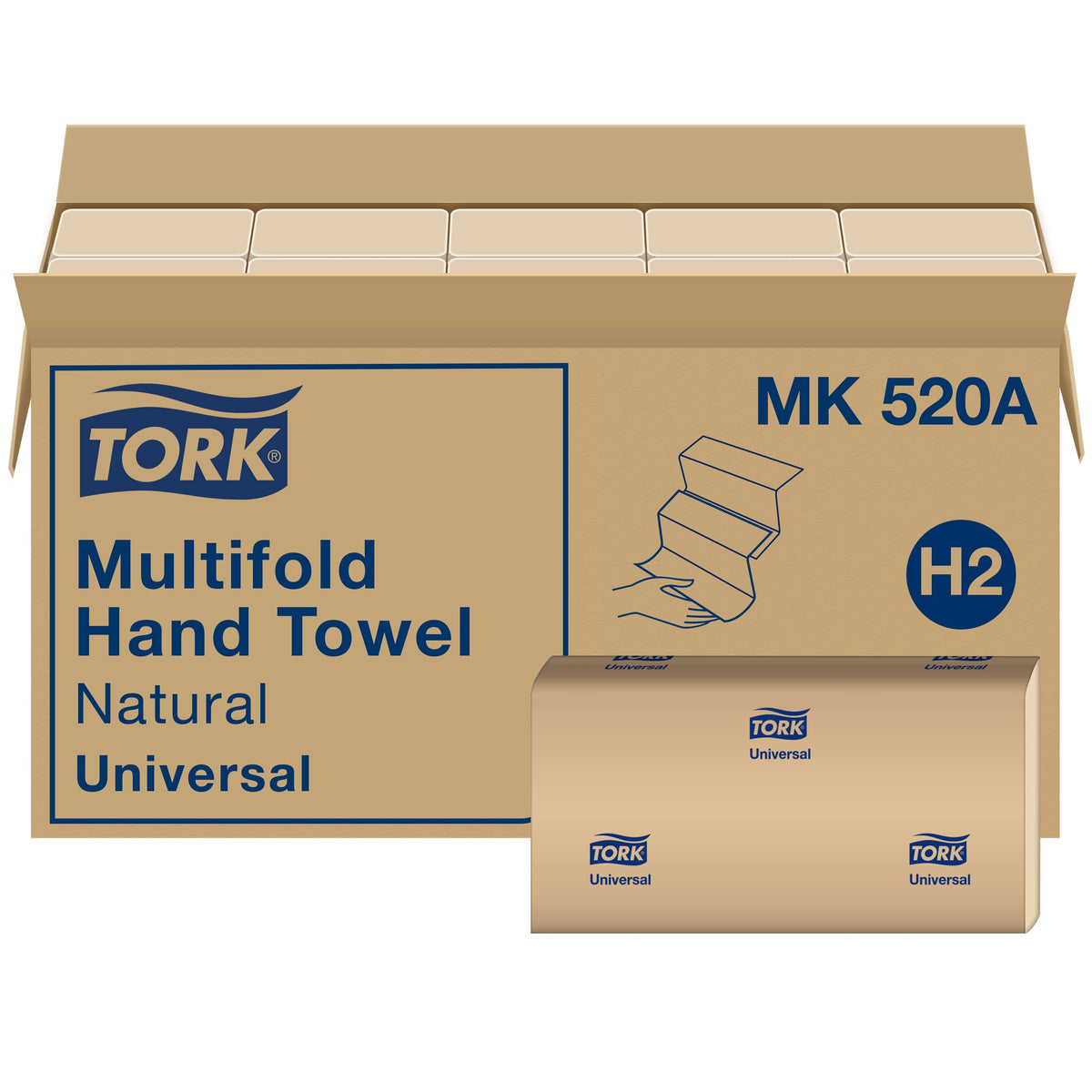 White Multifold Hand Towel with Blue Leaf Print O1018