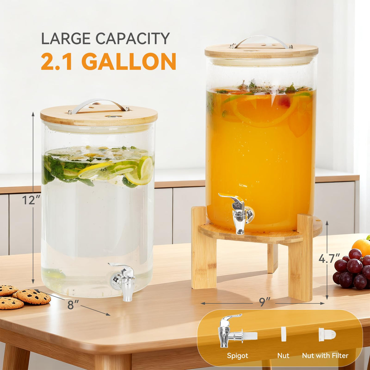 2.1 Gallon Drink Dispensers with Stand K4191