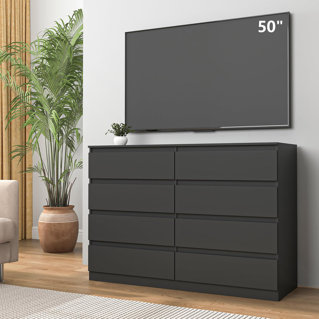 Black 8 Drawer Double Dresser T716034