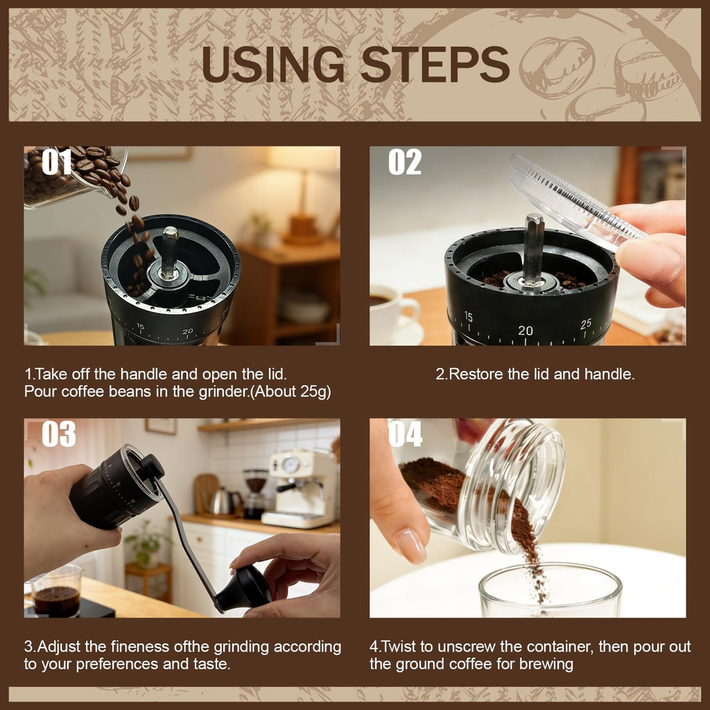 Manual Coffee Grinder with 40 Adjustable Settings, 30g Capacity Y80195