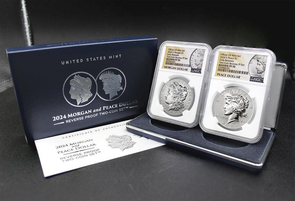 Set of 2 American Silver Morgan and Peace Dollar U71635