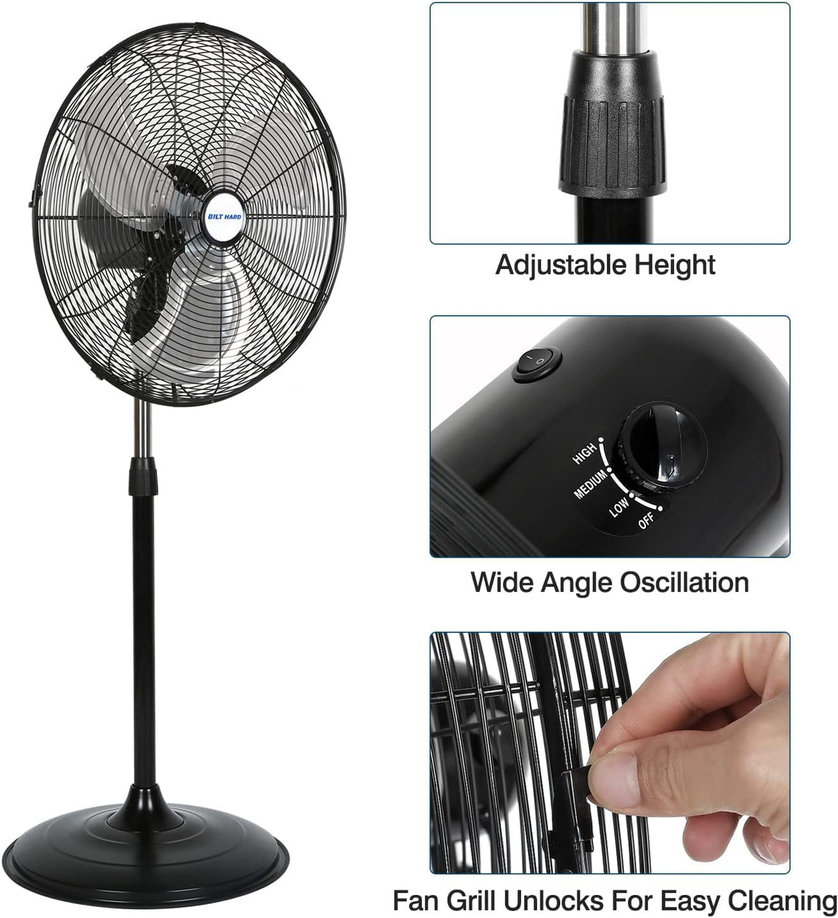 20" High Velocity 3-Speed Oscillating Pedestal Fan, 2 Pack E339