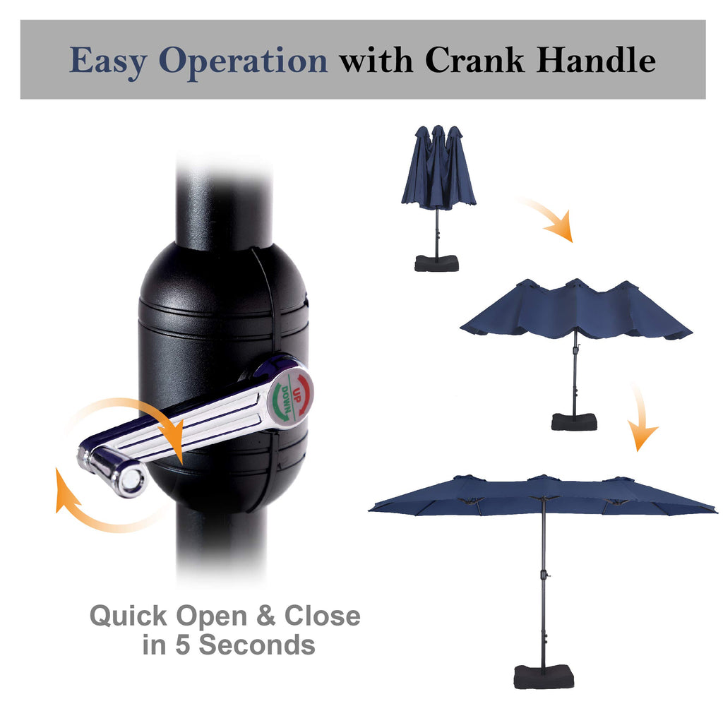 15FT Double-Sided Patio Umbrella with Base X4735