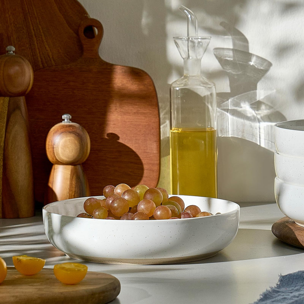 White Ceramic Pasta Bowls Set of 4 R692