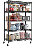 36"W x 16"D x 79"H 5-tier Metal Wire Shelving with Wheels A4631
