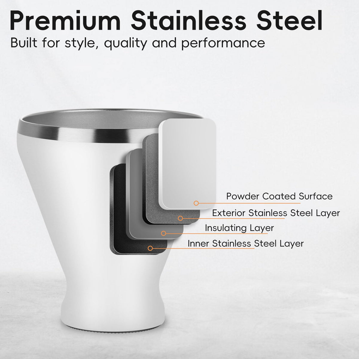 Stemless Insulated Martini Glass Set of 6 X8423