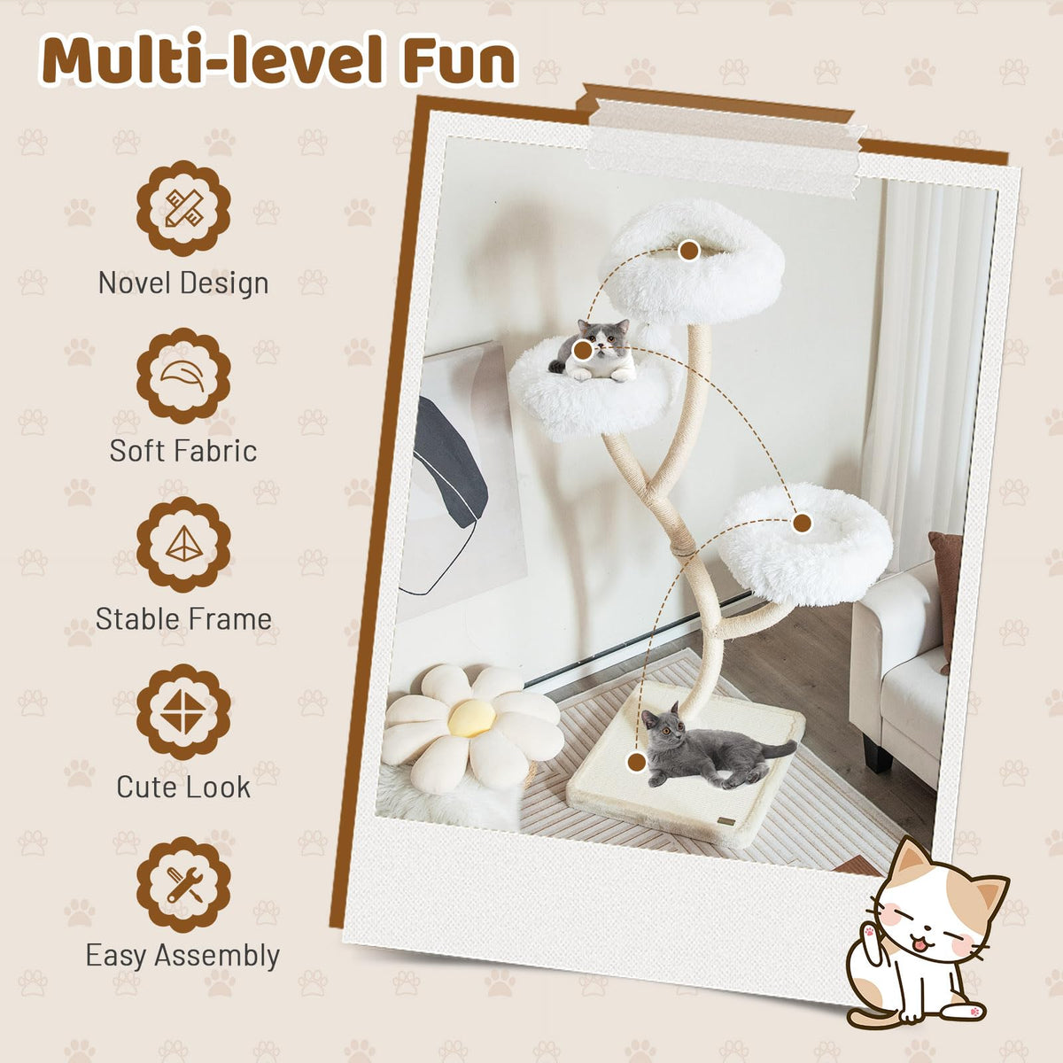70 Inch Multi-Level Cat Tree with Perches and Scratching Posts Z10170
