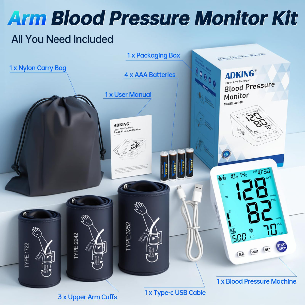 Electronic Blood Pressure Monitor 3 Size Cuffs Z67828
