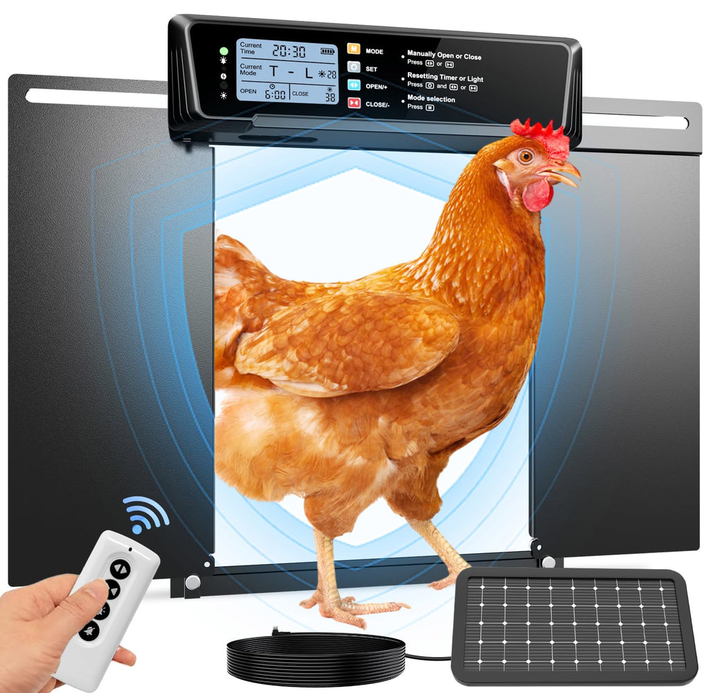 Automatic Chicken Coop Door Solar Powered with Timer & Light Sensor D6597
