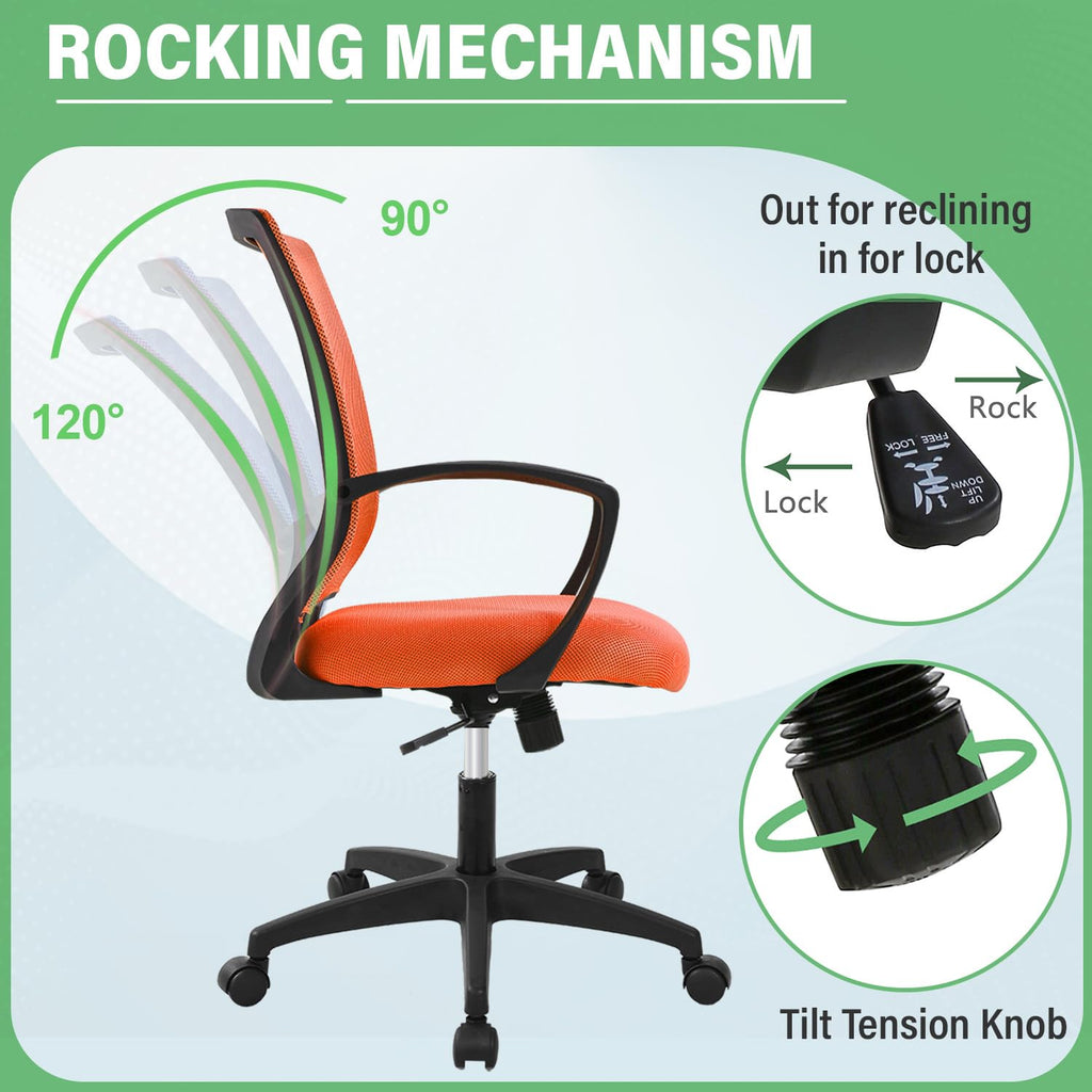 Orange Ergonomic Office Desk Chair with Armrest Y85210