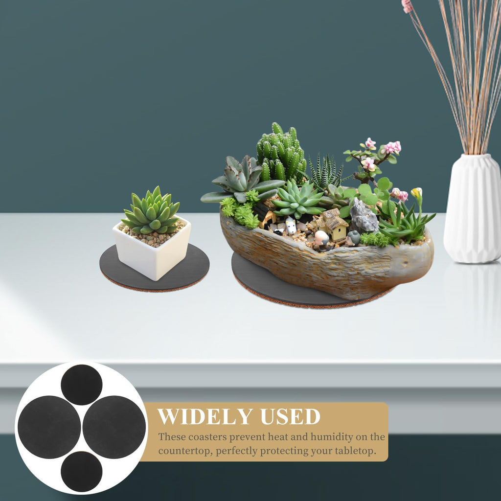 4pcs Round Cork Coasters with ABS Base V841