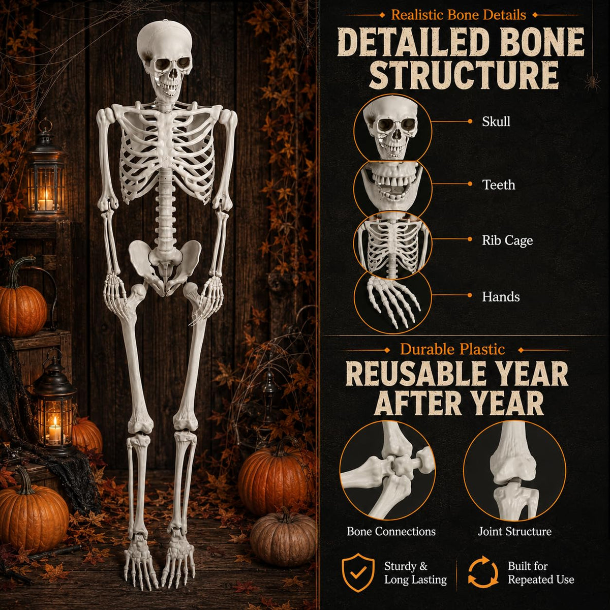 Life Size Poseable Skeleton with Movable Joints B977