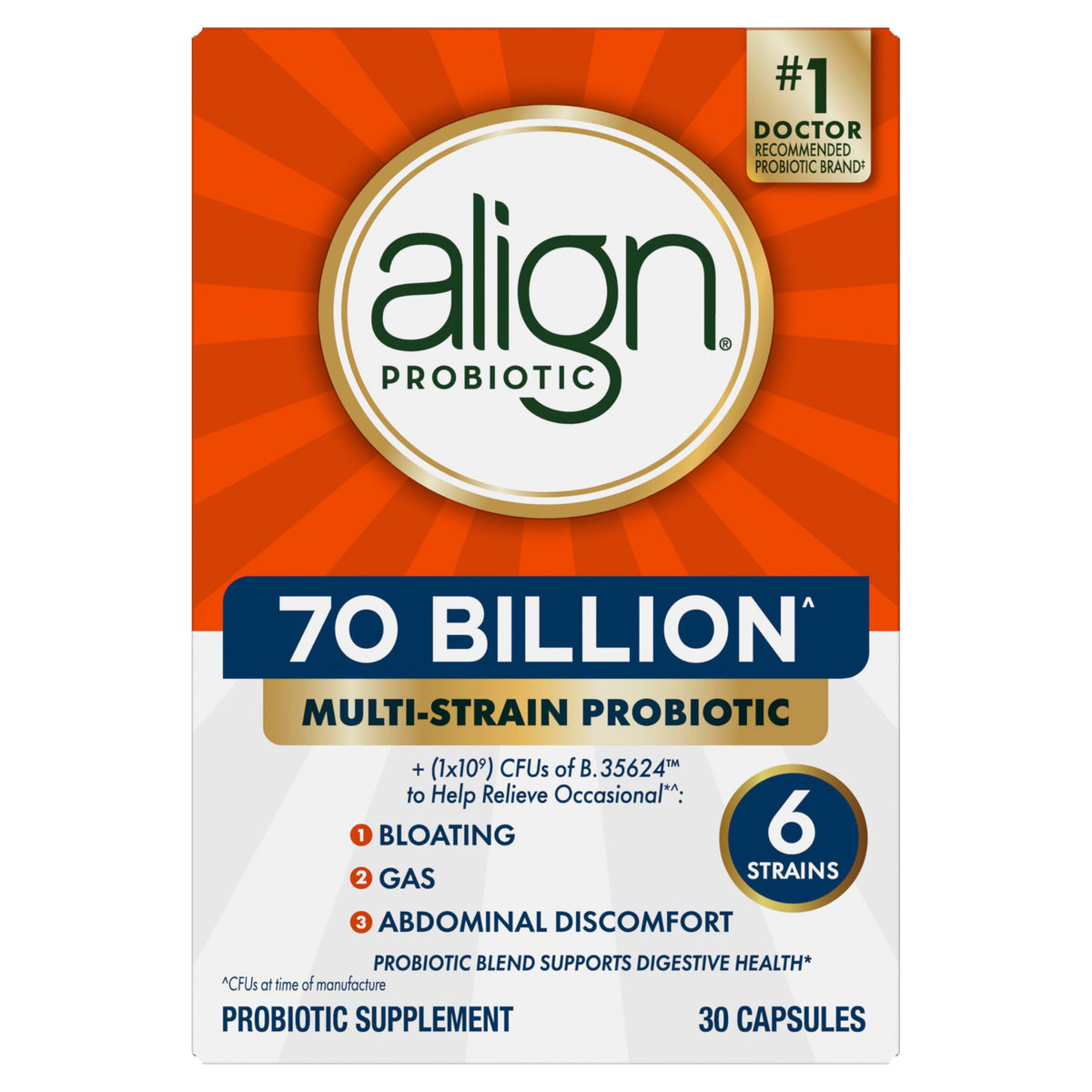70 Billion CFU 6 Strain Blend Probiotic 30 Capsules R690