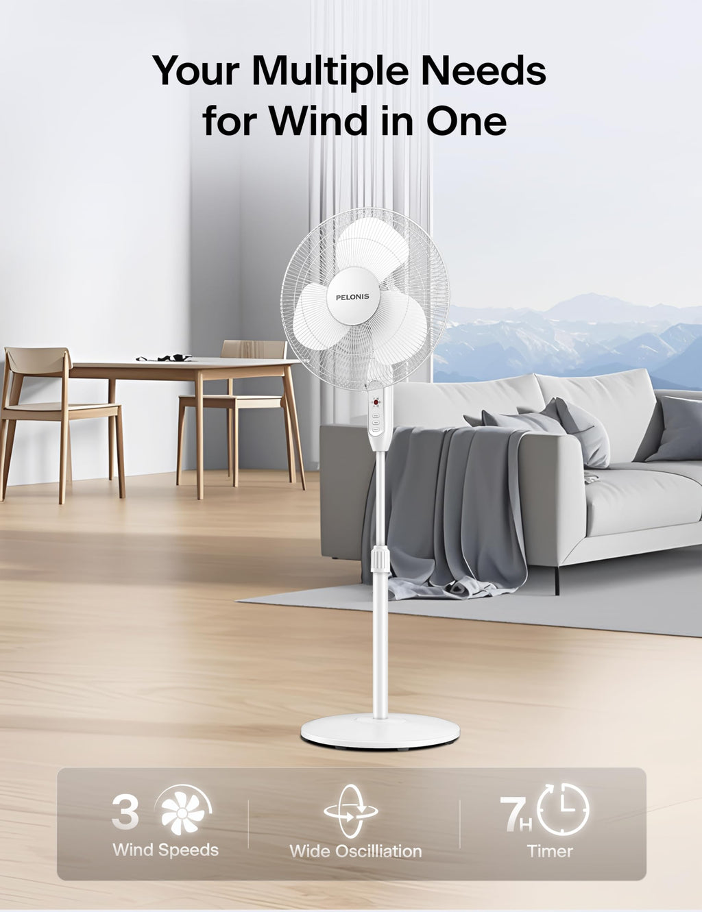 16" Adjustable Oscillating Pedestal Fan with Remote O232807