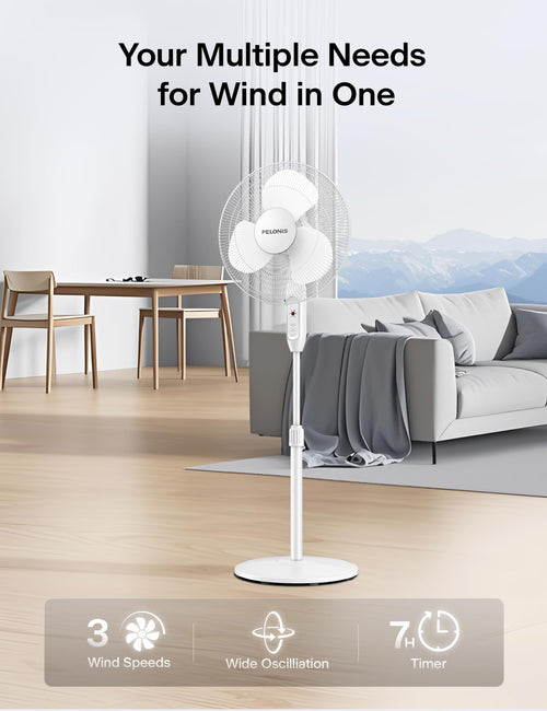 16" Adjustable Oscillating Pedestal Fan with Remote O232807