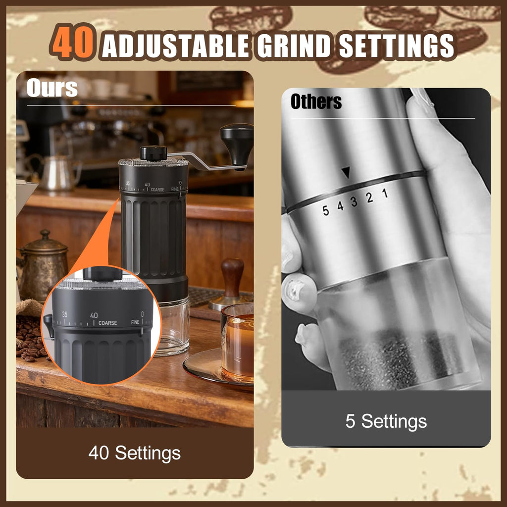 Manual Coffee Grinder with 40 Adjustable Settings, 30g Capacity Y80195
