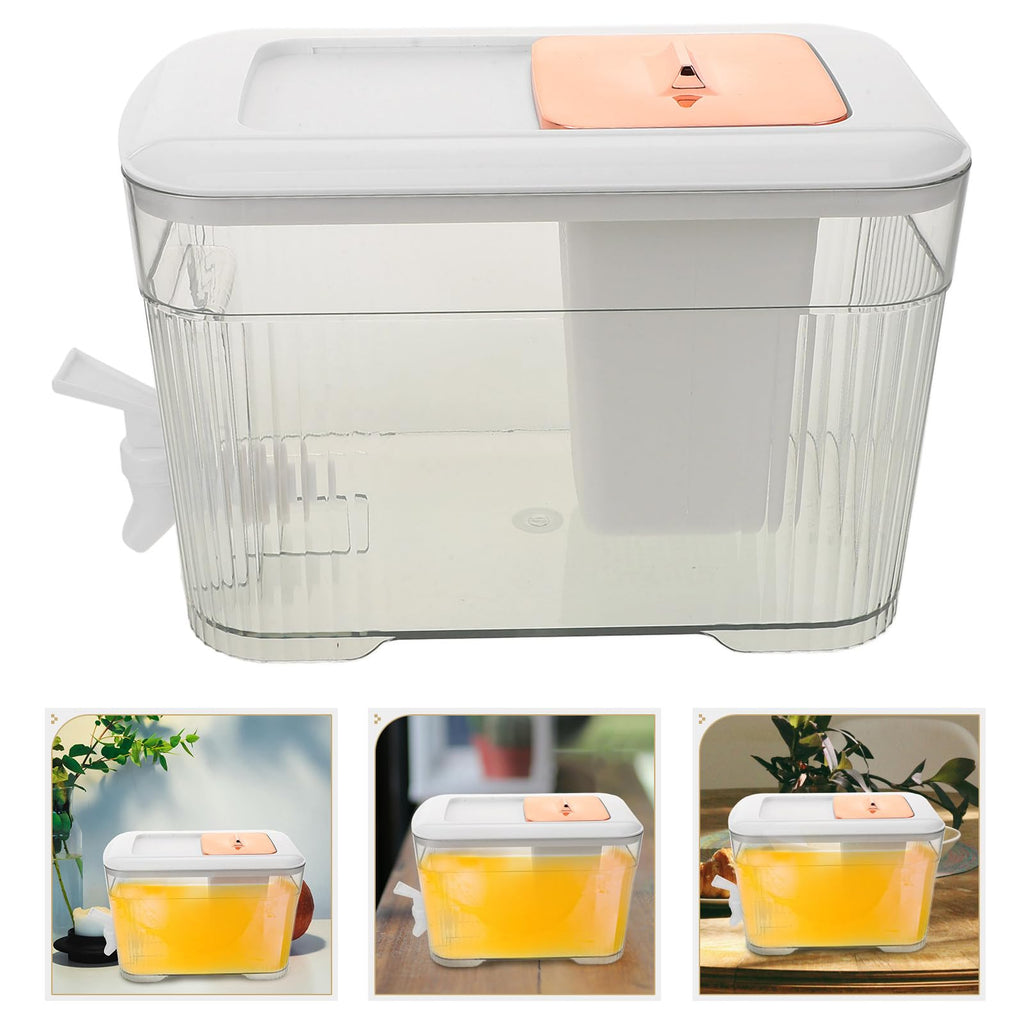Cold Water Jug with Faucet 3.5l White Beverage Dispenser T8432