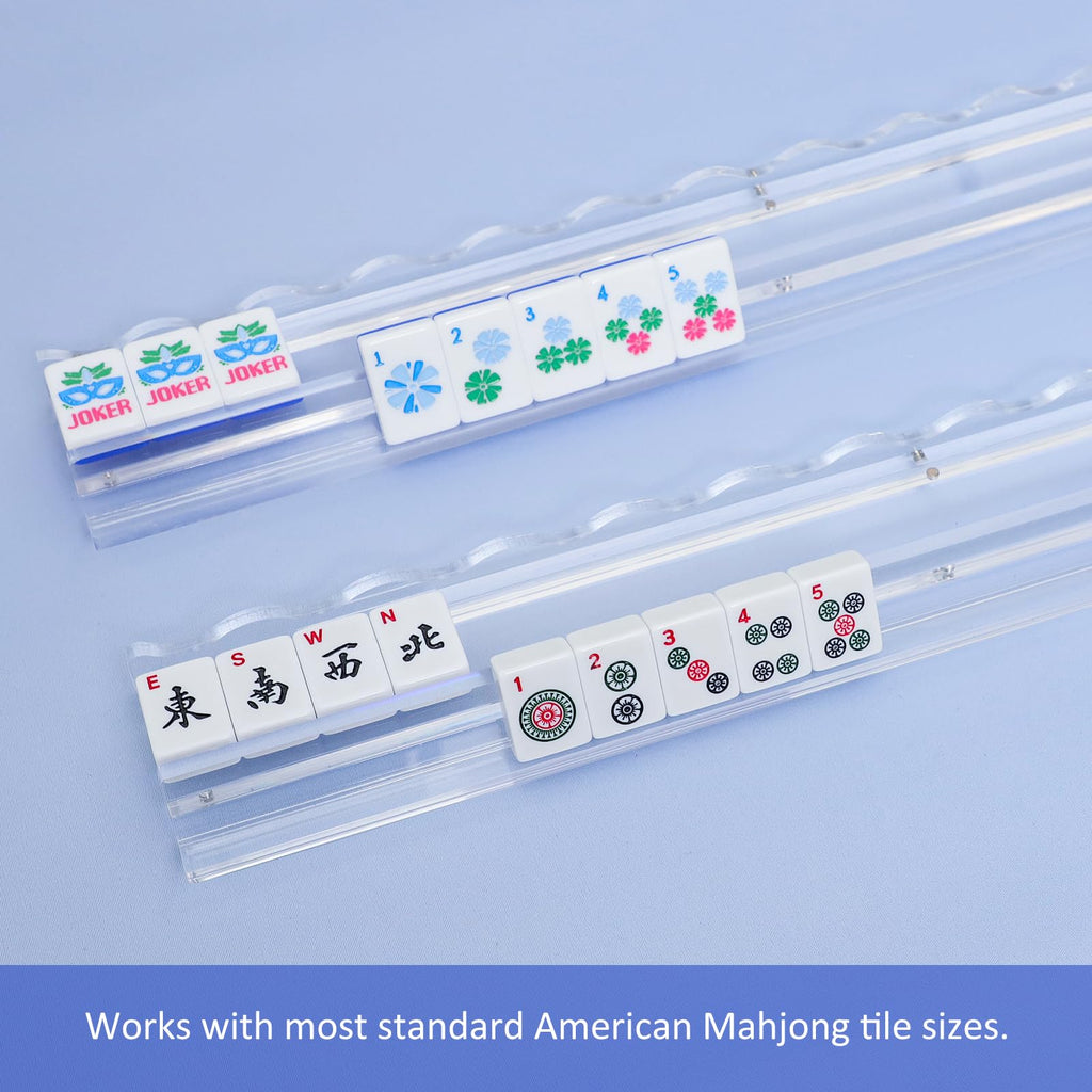 4-Pack Clear Acrylic Mahjong Racks with Pushers 19.7" Q52674