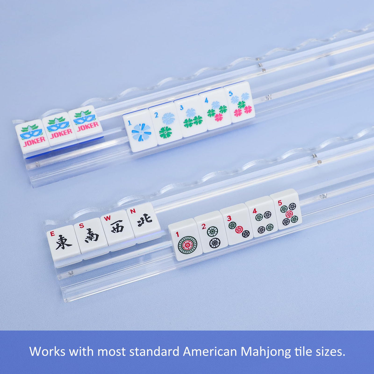 4-Pack Clear Acrylic Mahjong Racks with Pushers 19.7" Q52674