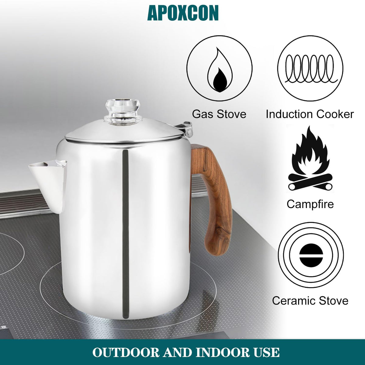 Coffee Percolator Pot Stainless Steel 8 Cup O655