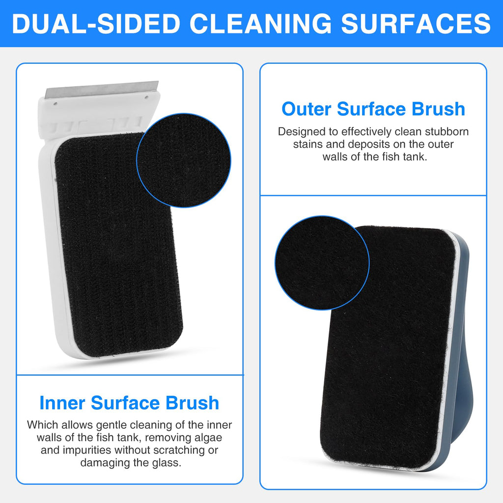 Magnetic Glass Cleaner Brush with 2 Detachable Scrapers G86199