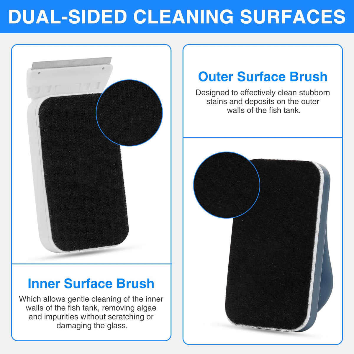 Magnetic Glass Cleaner Brush with 2 Detachable Scrapers G86199