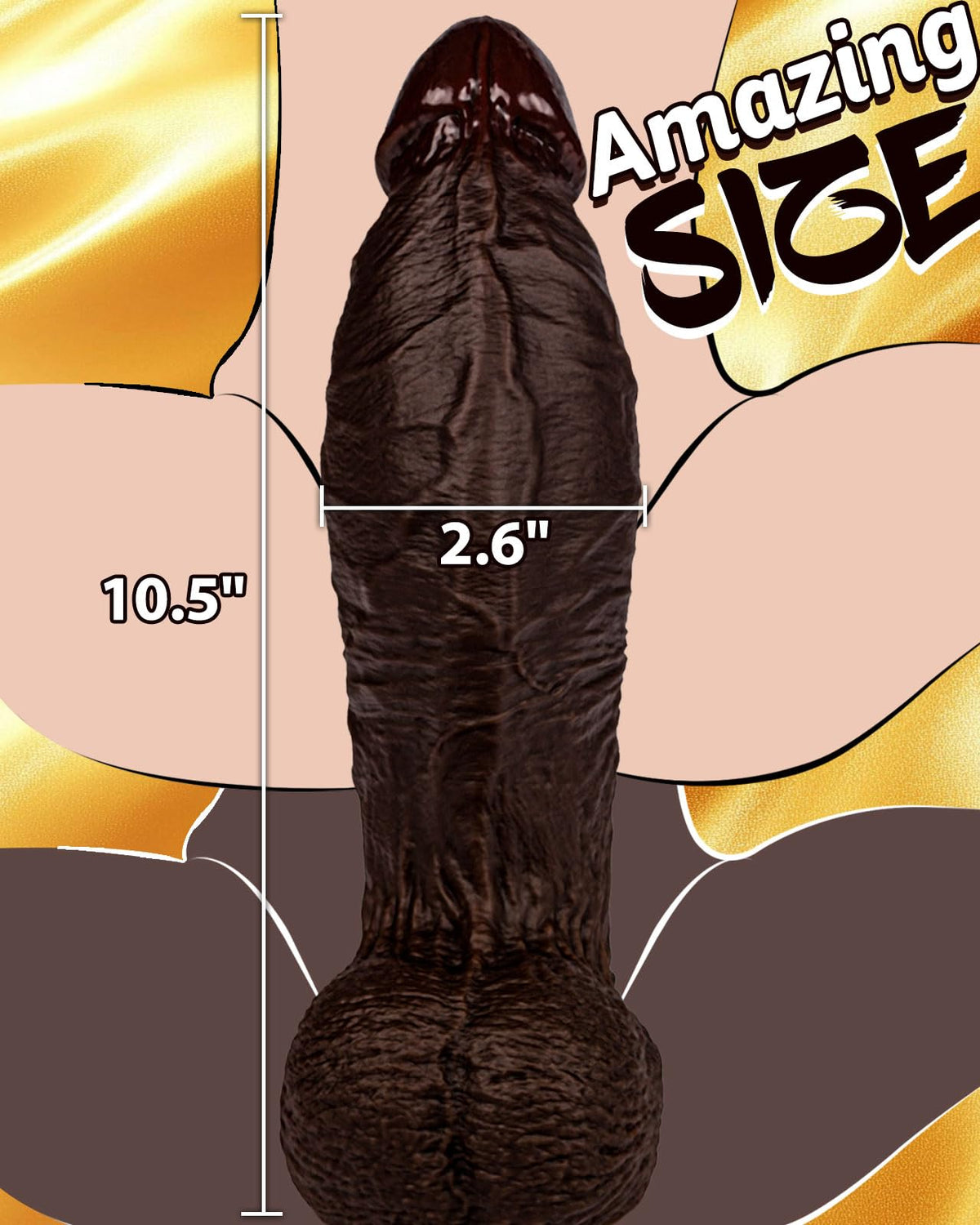 10.5'' Thick Black Realistic Curved Dildo F161646