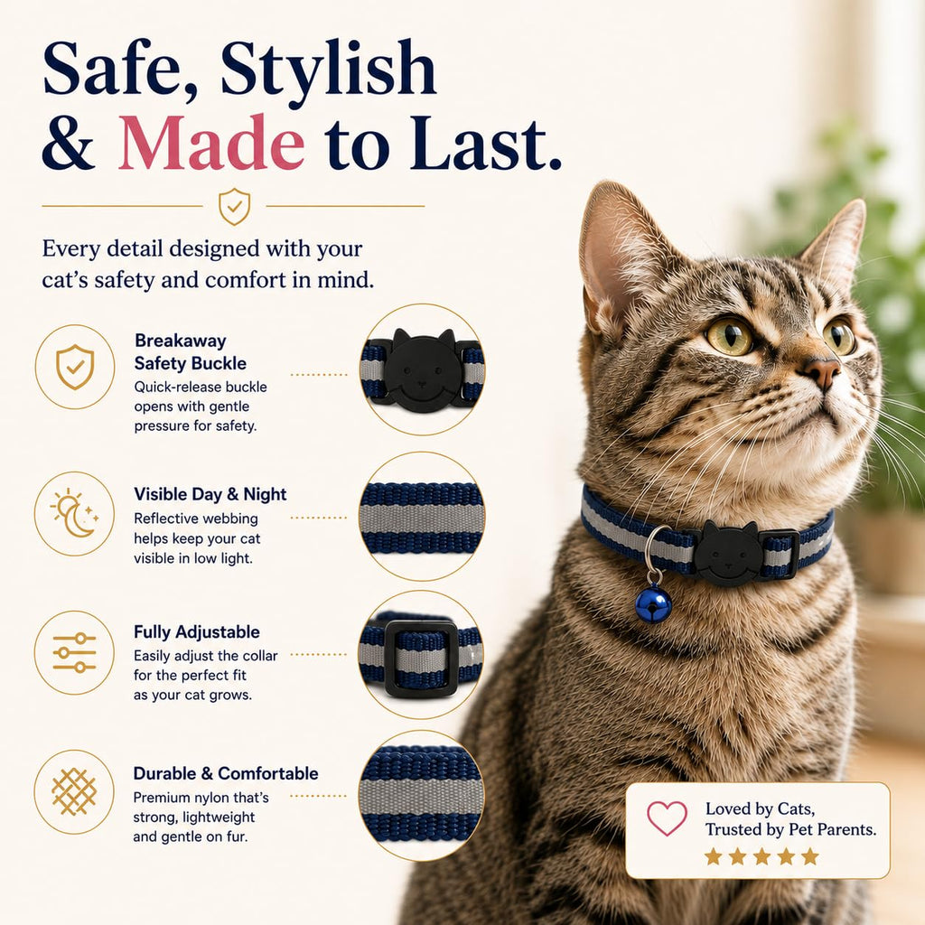 Reflective Breakaway Cat Collar with Bell 12-Pack J83508
