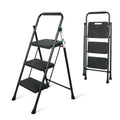 Portable Steel Folding Step Stool, 3-Step, Black R793295