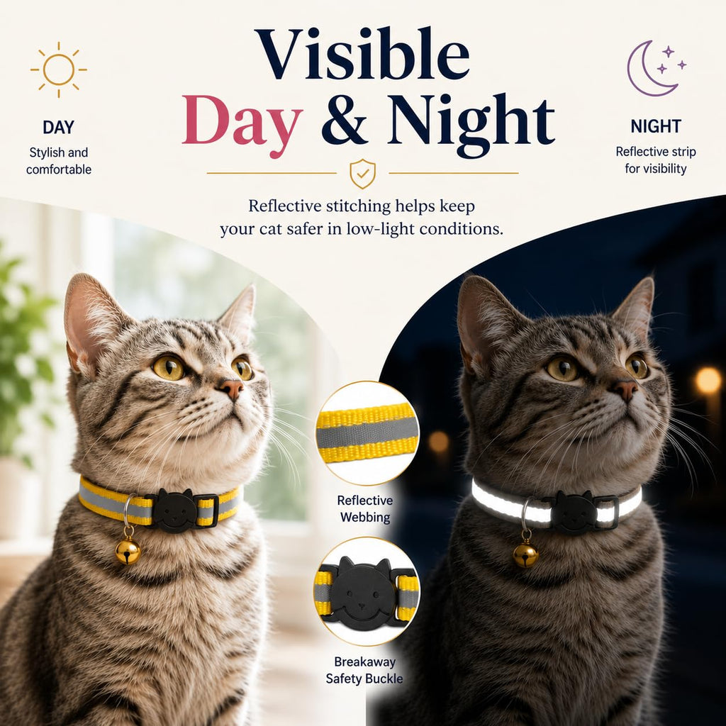Reflective Breakaway Cat Collar with Bell 12-Pack J83508