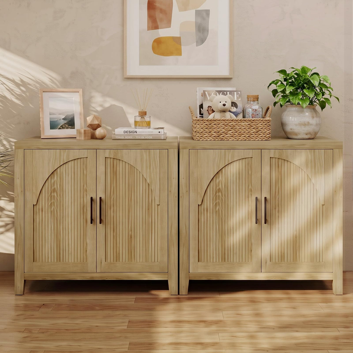 37" Fluted Sideboard Buffet Cabinet with Storage D5061
