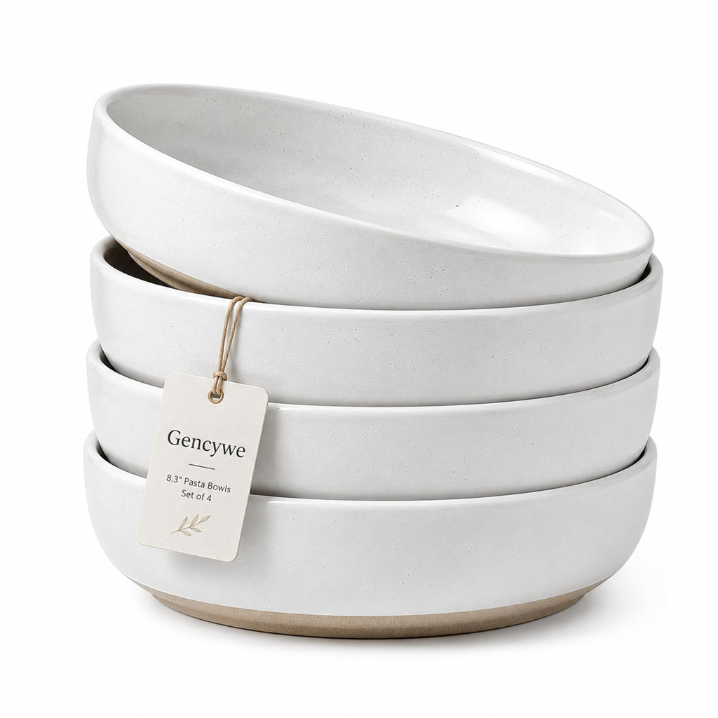 White Ceramic Pasta Bowls Set of 4 R692