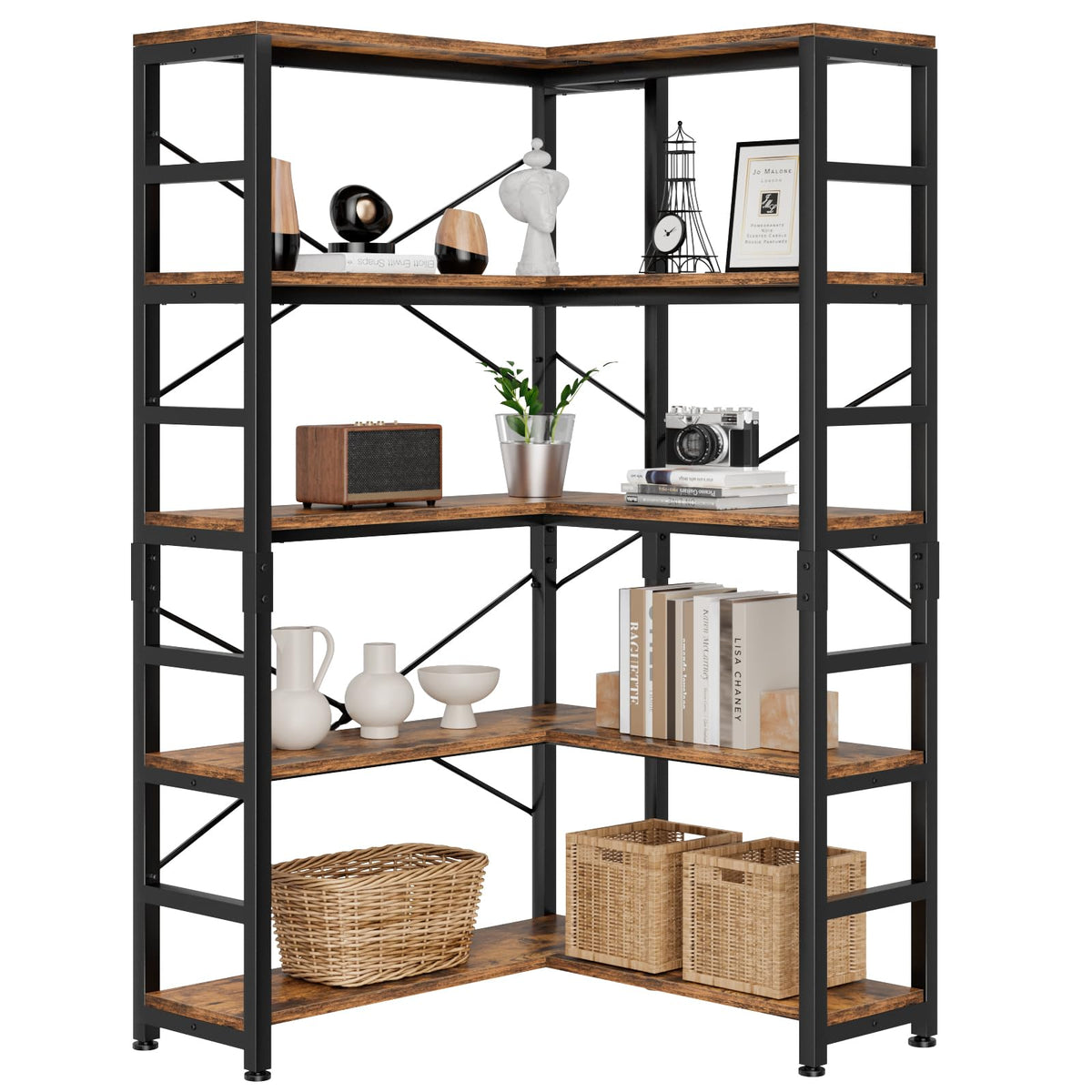 5-Tier L-Shaped Corner Bookshelf V452