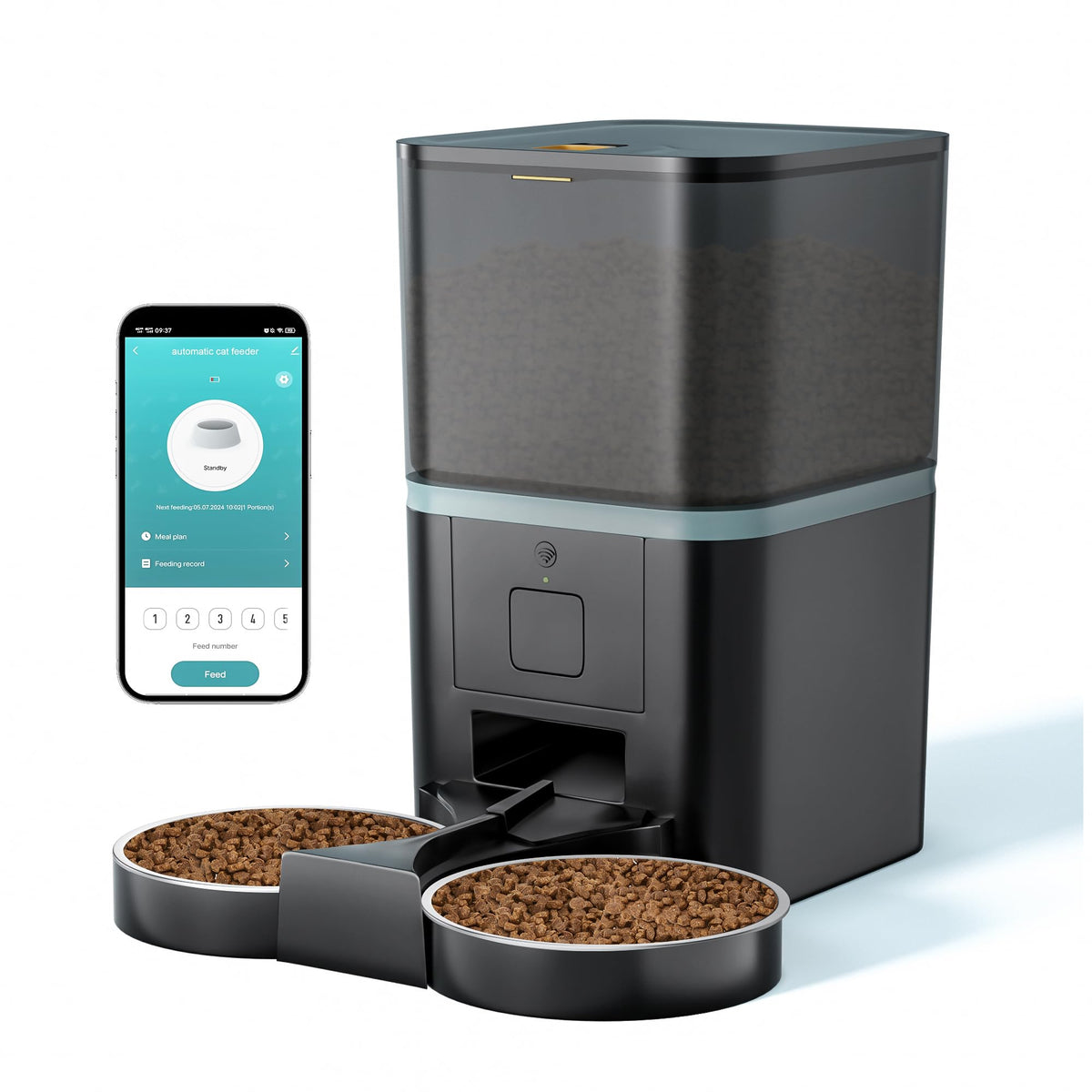 Automatic WiFi App Control Cat Feeder with Stainless Steel Bowl I19028