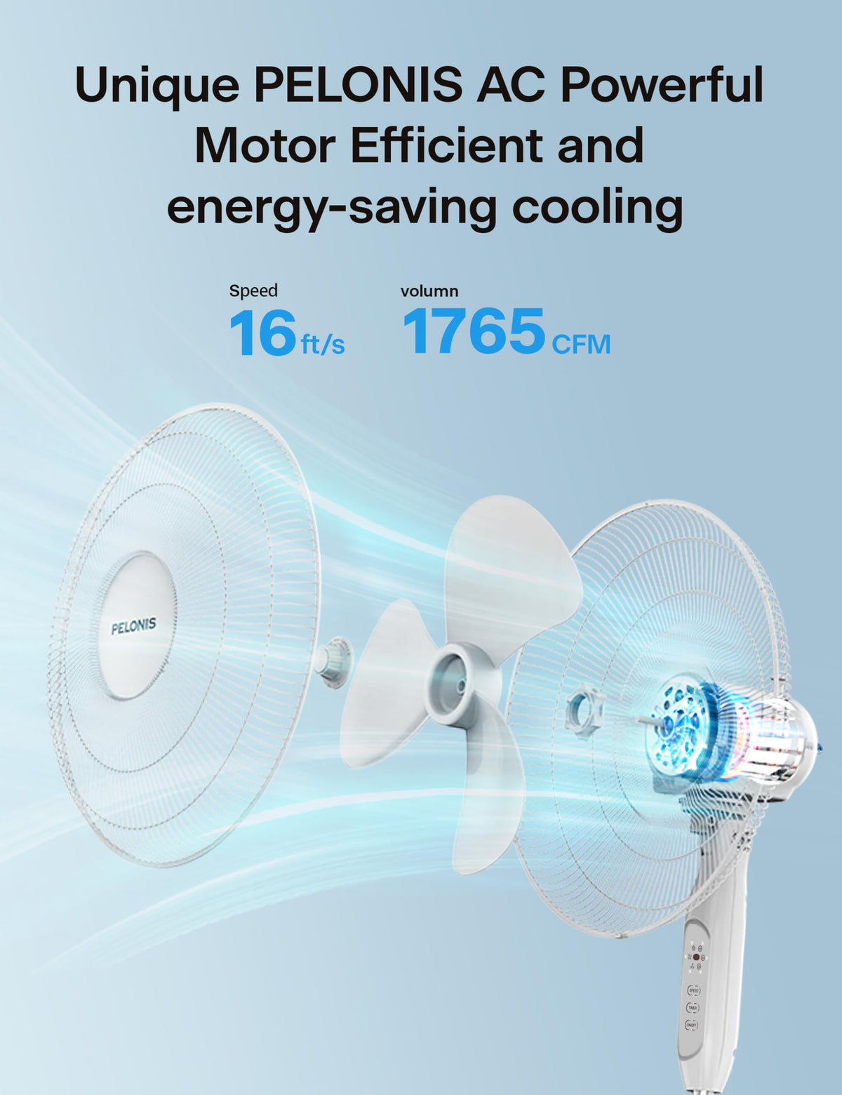 16" Adjustable Oscillating Pedestal Fan with Remote O232807