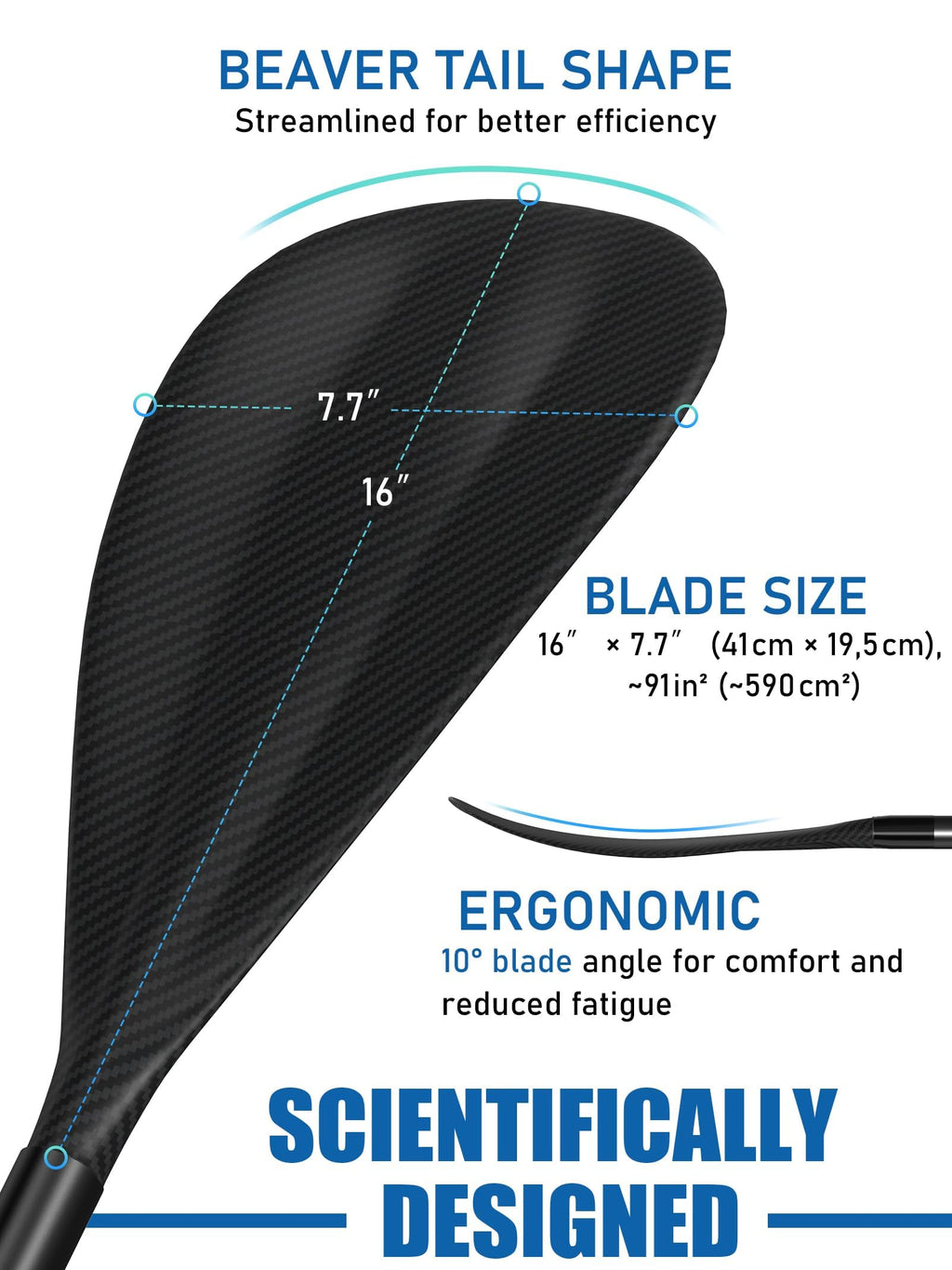4 Piece Carbon Aluminium Adjustable SUP Paddle 67"-83" L39857