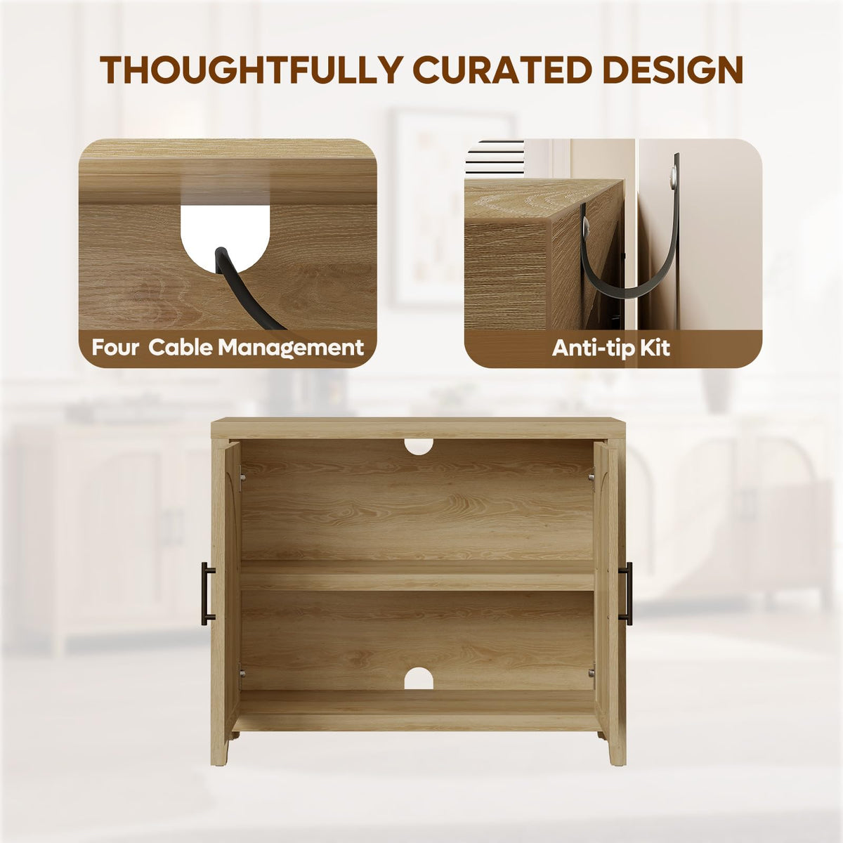 37" Fluted Sideboard Buffet Cabinet with Storage D5061