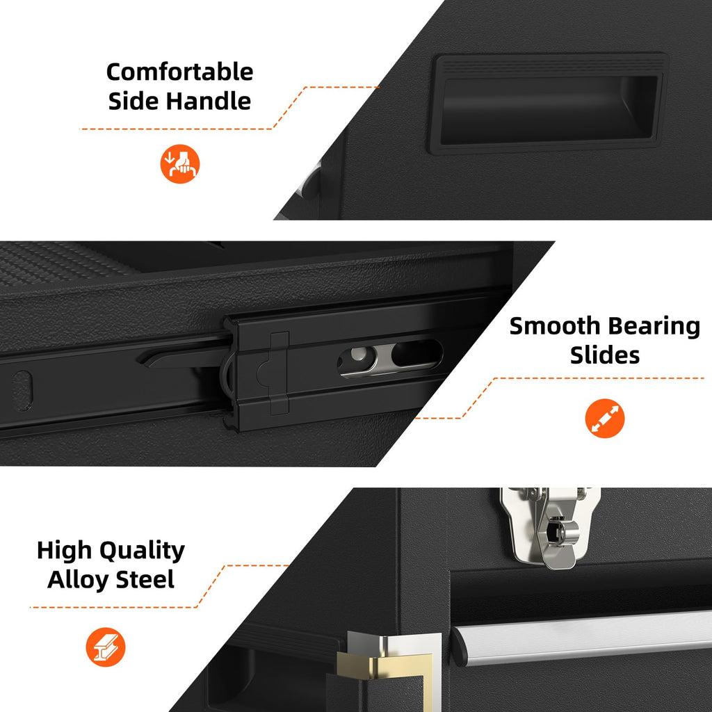 Black 3 Drawer Lockable Metal Tool Box D618309