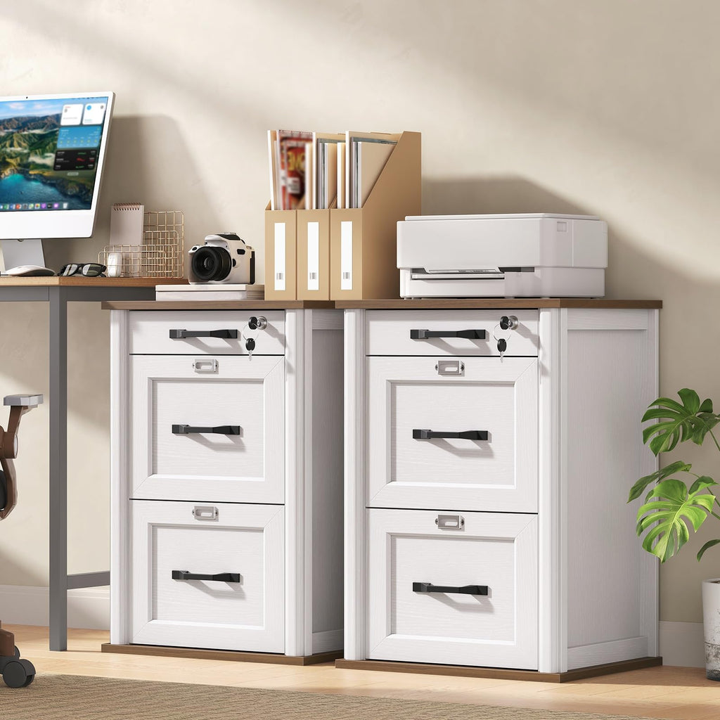3 Drawer File Cabinet with Lock Set of 2 S611