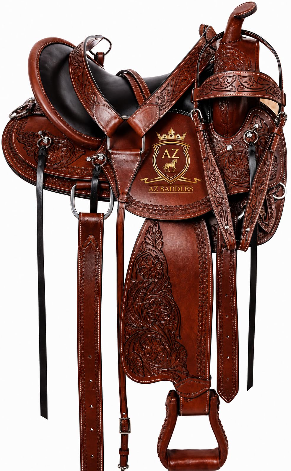 Leather Western Trail Saddle Set P1799