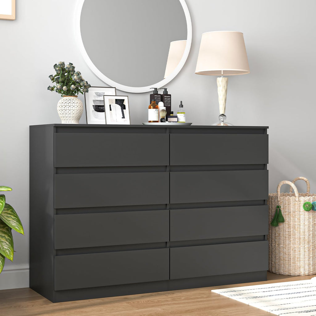 Black 8 Drawer Double Dresser T716034
