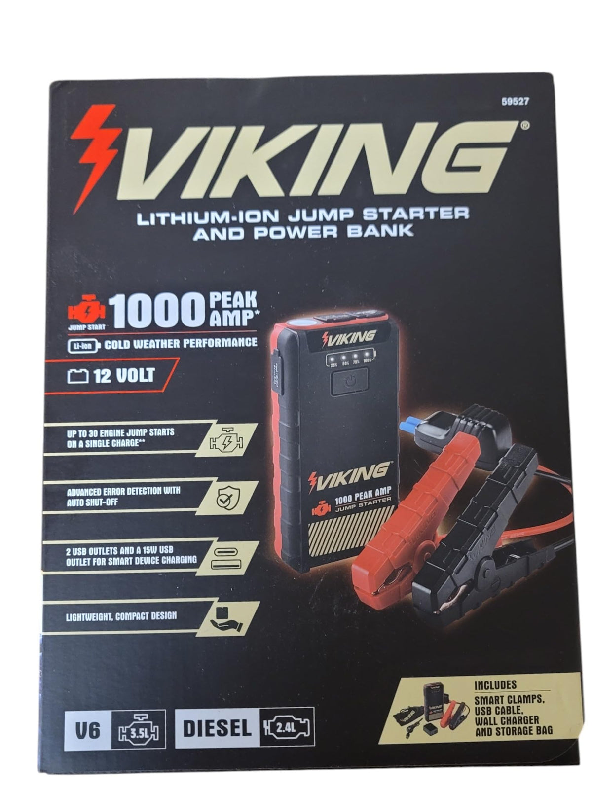1000 Peak amp Lithium-ion Jump Starter and Power Bank P4882