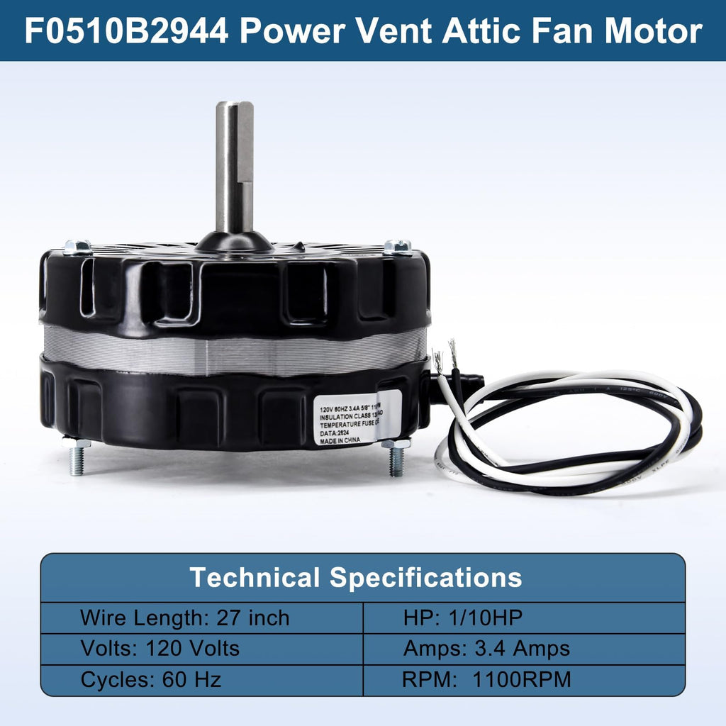 Power Vent Attic Fan Motor & Adjustable Thermostat Switch Kit F85498