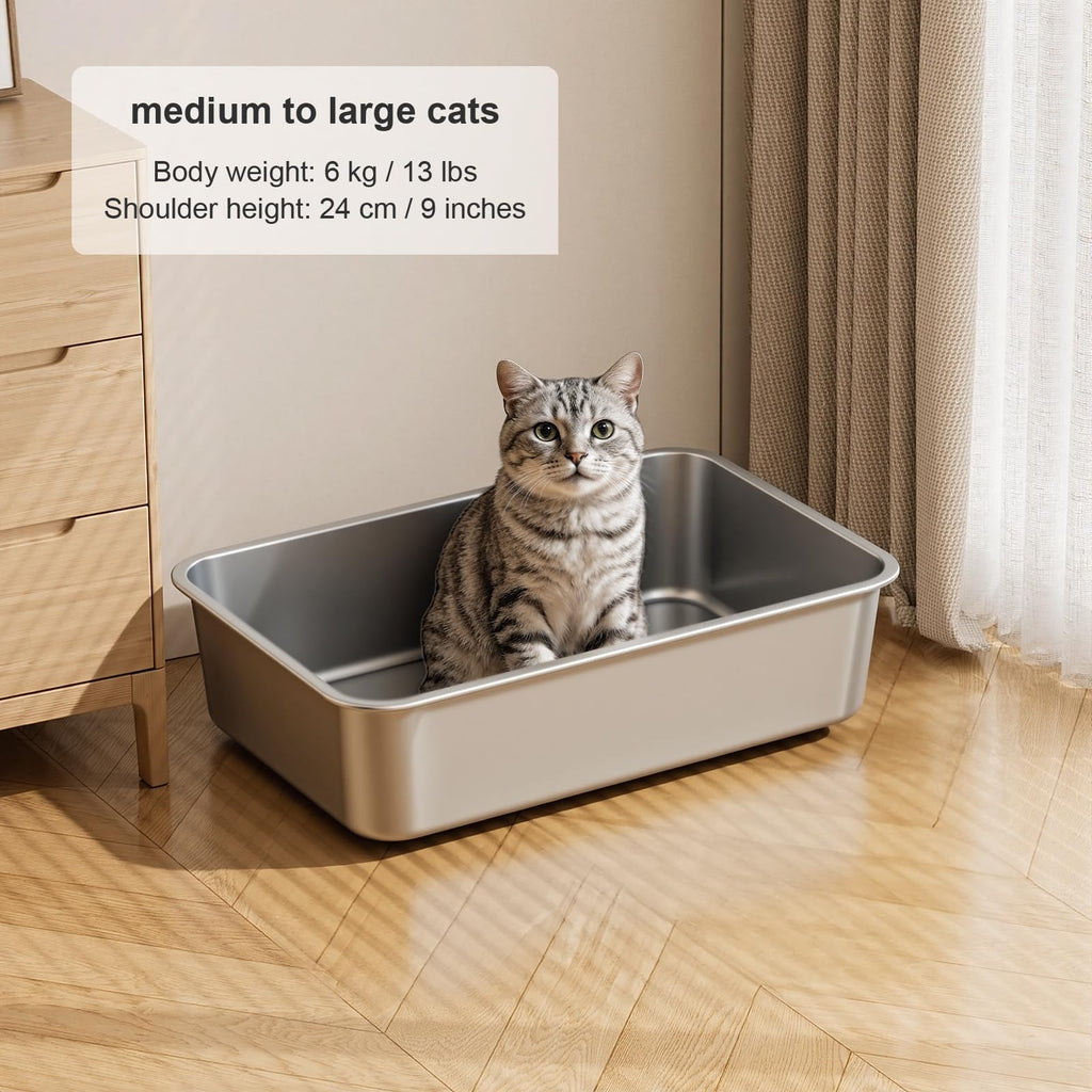 X-Large High Sided Stainless Steel Cat Litter Box K328
