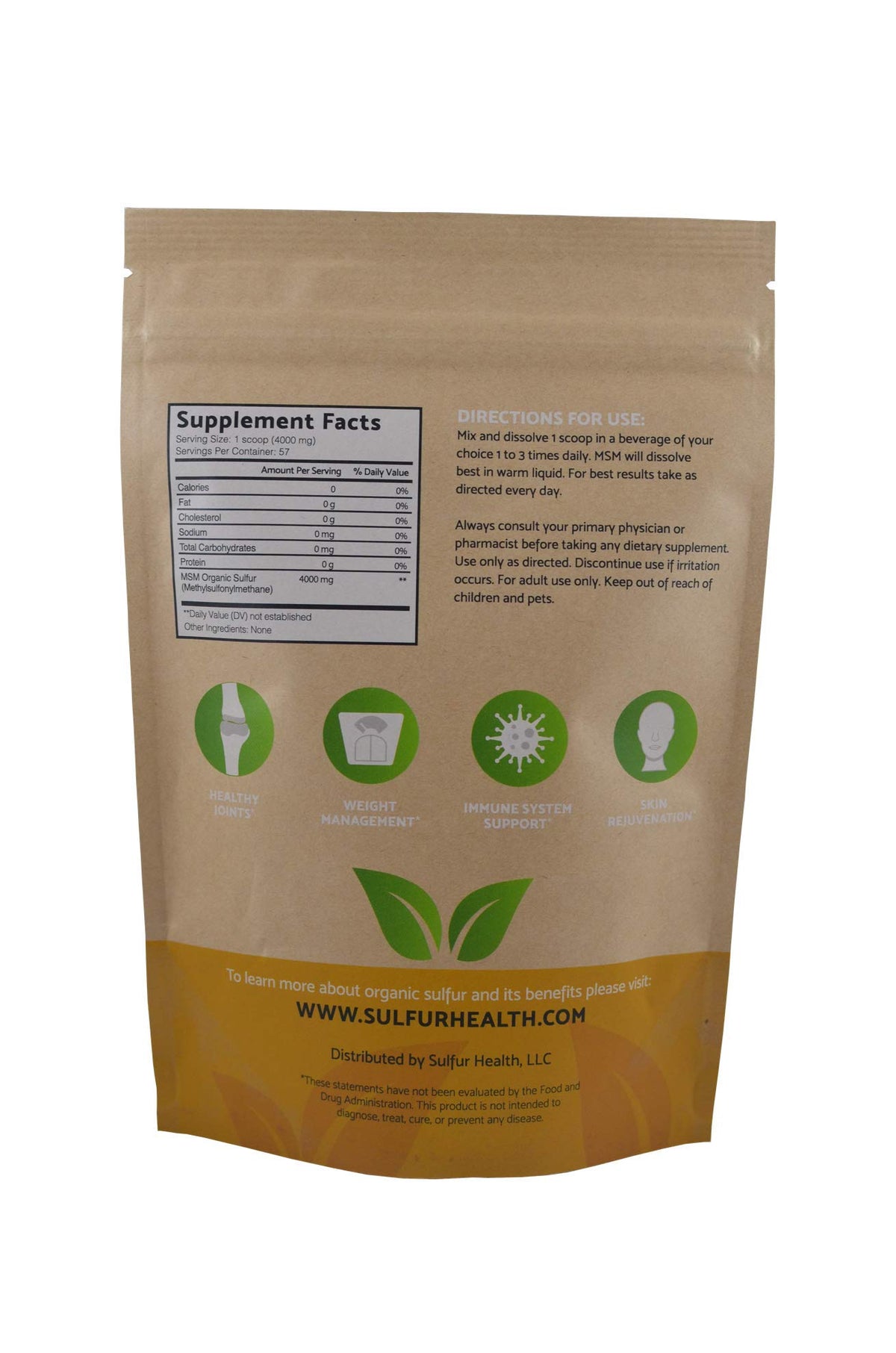 Organic Sulfur MSM Supplement 1 Pound D9984