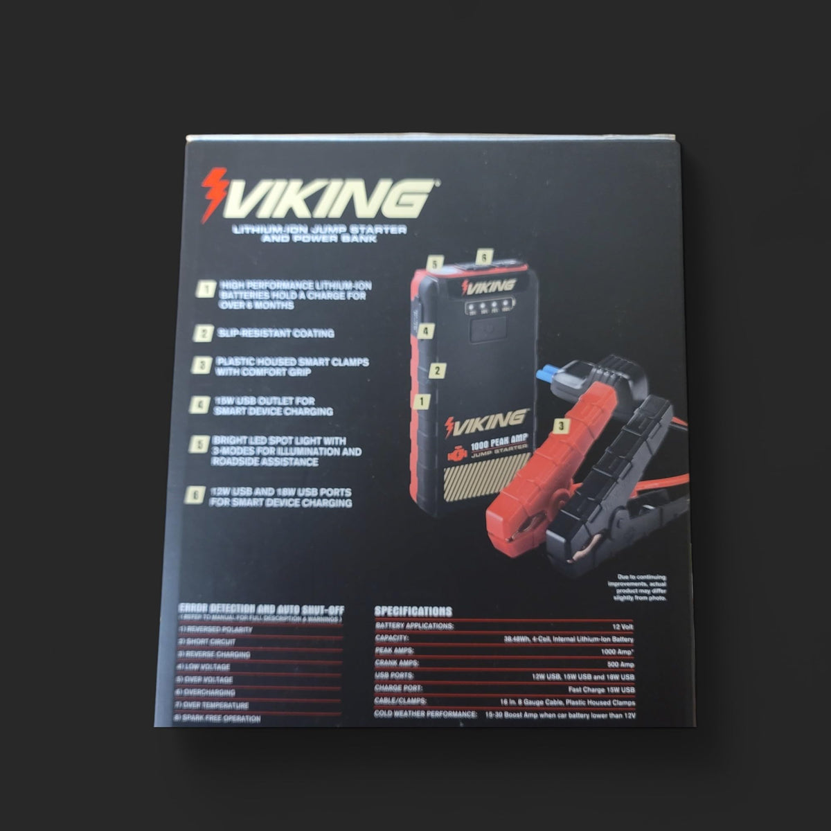 1000 Peak amp Lithium-ion Jump Starter and Power Bank P4882