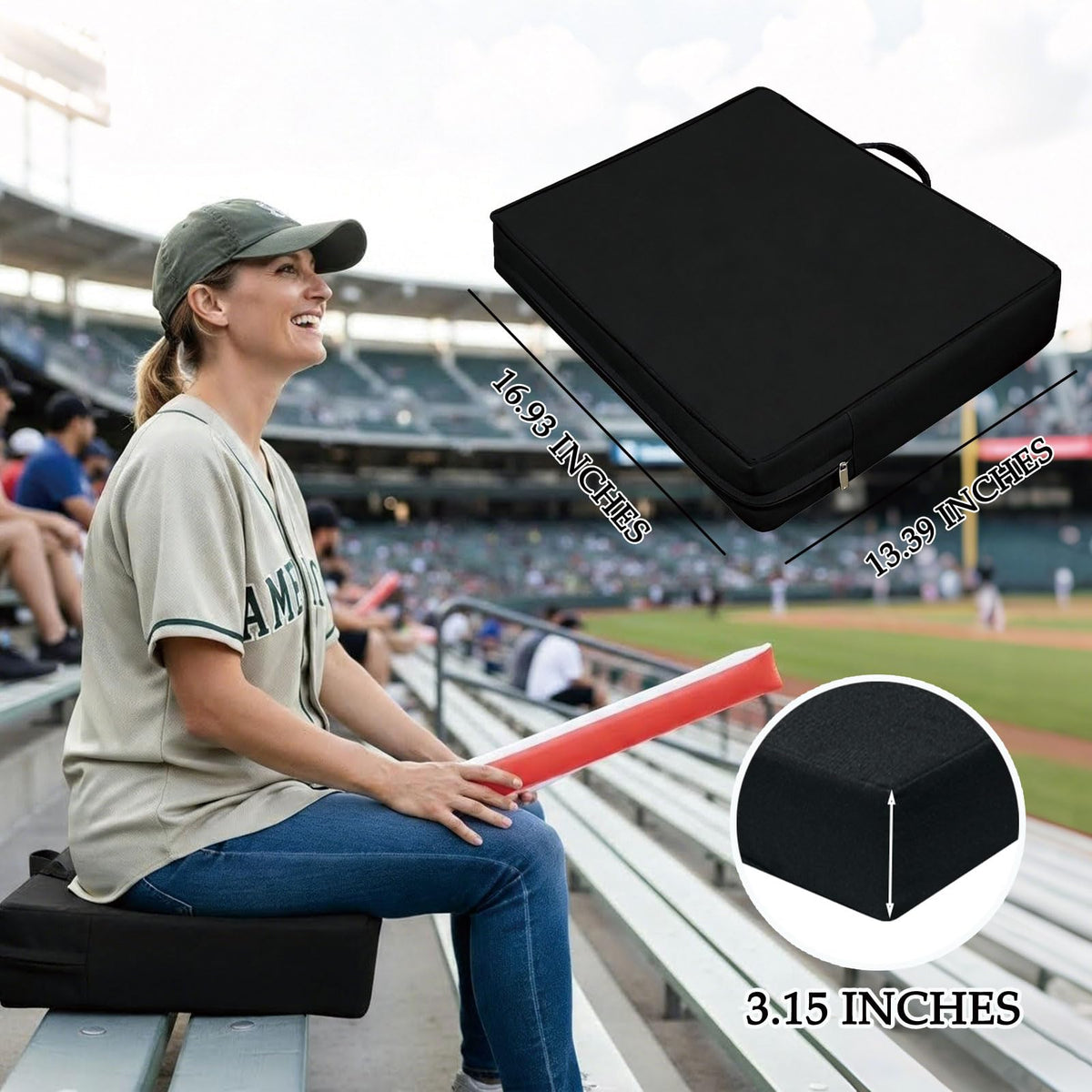 3.15 Inches Thick Portable Waterproof Stadium Seat Cushion V48186